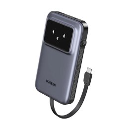 Acumulator extern UGREEN 10000mAh Power Bank PB511, 30W, Incarcare bidirectionala, Cablu tip C incorporat, Gri