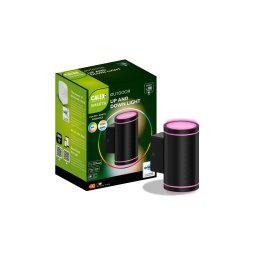 Aplica de perete LED Calex Smart, lumina alba si colorata (2700K - 6500K), 4W, IP44, Negru, Clasa Energetica F