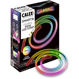 Banda LED RGBIC de gaming inteligenta Calex Smart Colorful, Wi-Fi, Bluetooth, Razer Chroma RGB, Game Synchronization,12W, lumina colorata, compatibil Google Assistant si Alexa, IP20, 1.5m