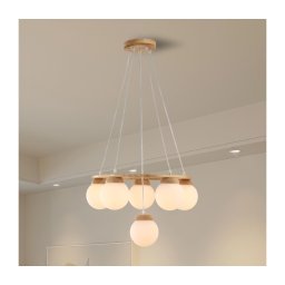 Brilagi - Lustră suspendată pe cablu VISBY WOOD, 6xE27/60W/230V, Ø 58 cm, din lemn