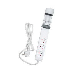 Retlux - Cablu prelungitor cu clemă pentru birou, 3 prize, Tip E + 2xUSB-A + 1xUSB-C, 1,5 m, alb