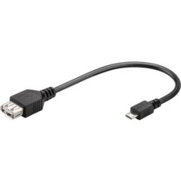 Cablu Adaptor OTG USB 2.0 A Mama - Micro USB-B 2.0 Tata, Negru, 0.2m, Goobay
