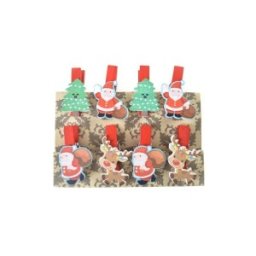 Set Carlige din Lemn, Mos Craciun, 8 Bucati