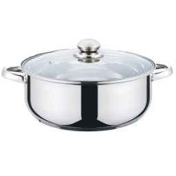 Set 2 x Cratita din Inox, compatibila cu plita cu Inductie, cu Capac din Sticla, 26 cm, 5 l, Grunberg GR3118
