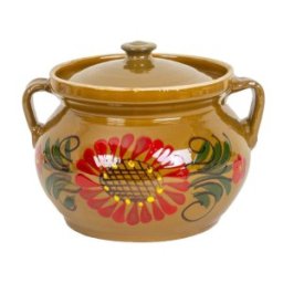 Set 2 x Oala din Lut cu Capac, Capacitate 2 l, Diametru 18 cm, Multicolor