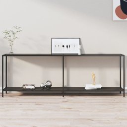 Masa consola, negru, 220x35x75,5 cm, sticla securizata GartenMobel Dekor
