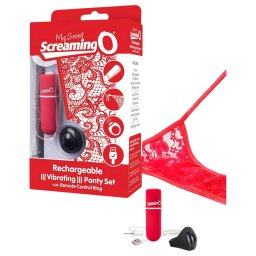 Screaming O - set chilot vibrator - roșu S-L