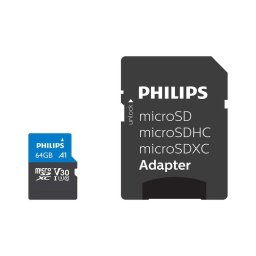 Card memorie Philips MicroSDXC Card 64GB Class 10 UHS-I U3 incl. Adapter