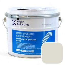 Email epoxidic, Kober Industries, EI3200, metal si beton, semi lucios, interior, Dusty White / Alb RAL 9002 6 kg,