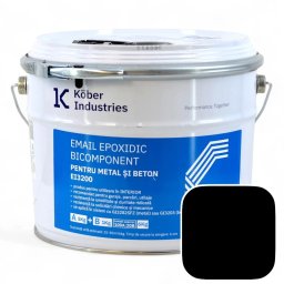 Email epoxidic, Kober Industries, EI3200, metal si beton, semi lucios, interior, Black / Negru RAL 9005 6 kg,