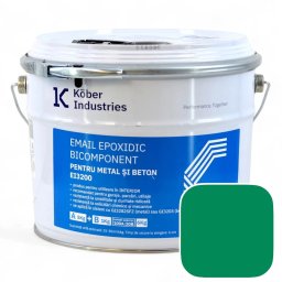 Email epoxidic, Kober Industries, EI3200, metal si beton, semi lucios, interior, Nature Green / Verde RAL 6024 6 kg,