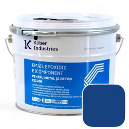 Email epoxidic, Kober Industries, EI3200, metal si beton, semi lucios, interior, Wave Blue / Albastru RAL 5010 6 kg,