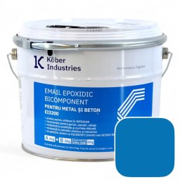 Email epoxidic, Kober Industries, EI3200, metal si beton, semi lucios, interior, Clear Blue / Albastru RAL 5015 6 kg,