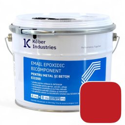 Email epoxidic, Kober Industries, EI3200, metal si beton, semi lucios, interior, Road Red / Rosu RAL 3020 6 kg,