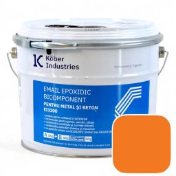 Email epoxidic, Kober Industries, EI3200, metal si beton, semi lucios, interior, Sunny Orange / Portocaliu RAL 2003 6 kg,