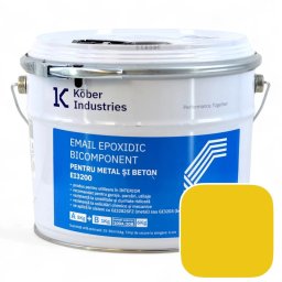 Email epoxidic, Kober Industries, EI3200, metal si beton, semi lucios, interior, Road Yellow / Galben RAL 1023 6 kg,