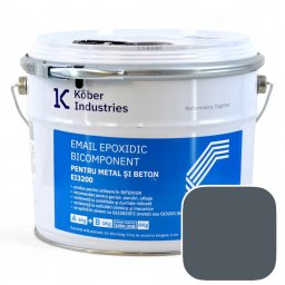 Email epoxidic, Kober Industries, EI3200, metal si beton, semi lucios, interior, Lead Grey / Gri RAL 7011 6 kg,