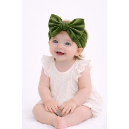 Bentita verde din catifea, lata cu funda