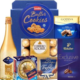 Cadou Golden Night - Sampanie foita de aur, Ciocolata belgiana si Cafea exclusiva