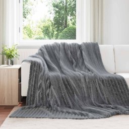 Patura de aruncat Gri închis 240 x 220 cm Molton GartenMobel Dekor