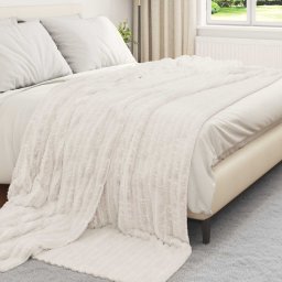 Patura de aruncat Crem 240 x 220 cm Molton GartenMobel Dekor
