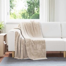 Patura de aruncat Bej 130 x 150 cm Molton GartenMobel Dekor