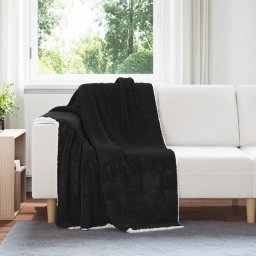 Patura de aruncat Negru 130 x 150 cm Molton GartenMobel Dekor