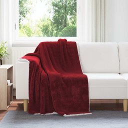 Patura de aruncat Rosu Bordeaux 130 x 150 cm Molton GartenMobel Dekor