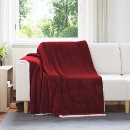 Patura de aruncat Rosu Bordeaux 150 x 200 cm Molton GartenMobel Dekor