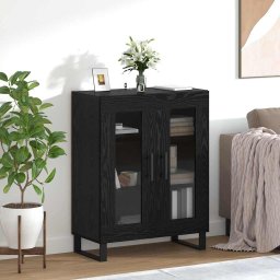 Bufet Stejar Negru 69,5 x 34 x 90 cm Lemn compozit GartenMobel Dekor