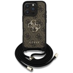 Husa Husa pentru iPhone 16 Pro - Guess Hardcase 4G Big Logo with Cord Strap (GUHCP16LP4GMGCRW) - Brown