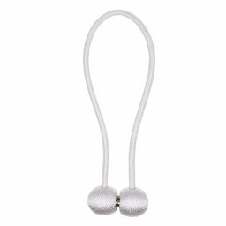 Cordon de strangere Pufo pentru draperie sau perdea cu magnet, alb