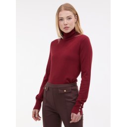 Pulover ORSAY de damă, culoare vișinie, cu guler înalt