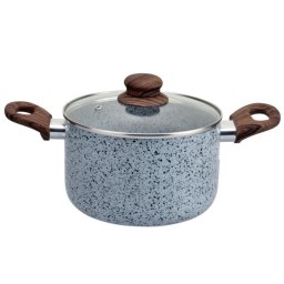 Oala Oliver Voltz Siena OV51318J24D, 24 cm, 5.6L, Finisaj marmura, Inductie, Manere moi, Gri/Maro