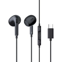 Casti Encok CZ17, pt smartphone, control volum + microfon pe fir, conectare prin cablu USB Type-C, lungime cablu 1.1m, negru