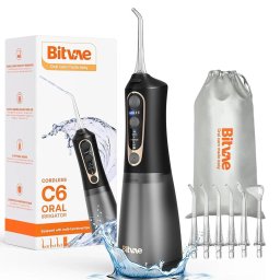 Irigator oral Irigator bucal, 6 Jet Tips, 3 Moduri - Bitvae (C6) - Black / Gold