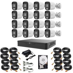 Sistem supraveghere Uniview, 16 camere 5MP, Lumina Alba 20m, DVR 16 canale, Accesorii montaj incluse