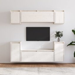 Gossi comode tv, 6 buc., alb, lemn masiv de pin
