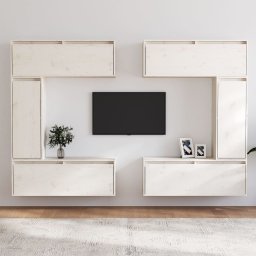 Gossi comode tv, 6 buc., alb, lemn masiv de pin