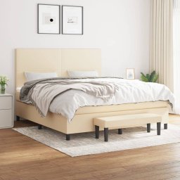 Gossi pat continental cu saltea, crem, 180x200 cm, textil