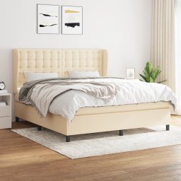 Gossi pat continental cu saltea, crem, 180x200 cm, textil
