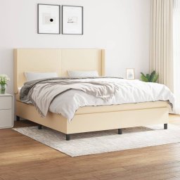 Gossi pat continental cu saltea, crem, 180x200 cm, textil
