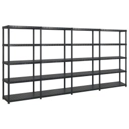 Gossi raft de depozitare cu 5 polite, negru, 366x45,7x185 cm, plastic