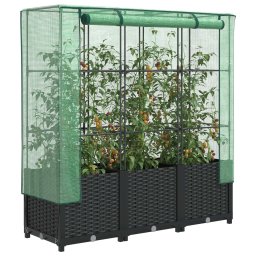Gossi strat inaltat cu husa de sera, aspect ratan, 120x40x138 cm
