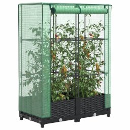 Gossi strat inaltat cu husa de sera, aspect ratan, 80x40x123 cm