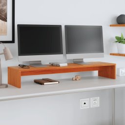 Gossi suport pentru monitor, maro ceruit, 100x27x15cm, lemn masiv pin