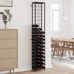 Gossi suport sticle vin 57 de sticle, negru 34x18x200 cm fier forjat