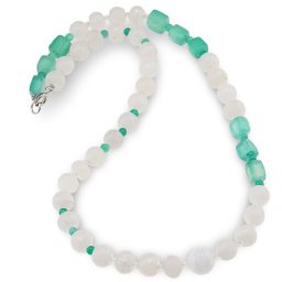 Colier Cuart alb, Onix verde, Cristal de stanca si Selenit