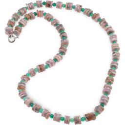 Colier Rodocrozit discuri 6-7mm si Onix verde sfere 3-4mm