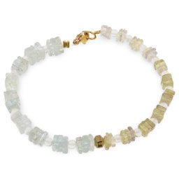 Bratara Cuart lemon si Acvamarin patratele 4-6mm, Cuart transparent sfere 3mm si element din Hematit auriu 5mm
